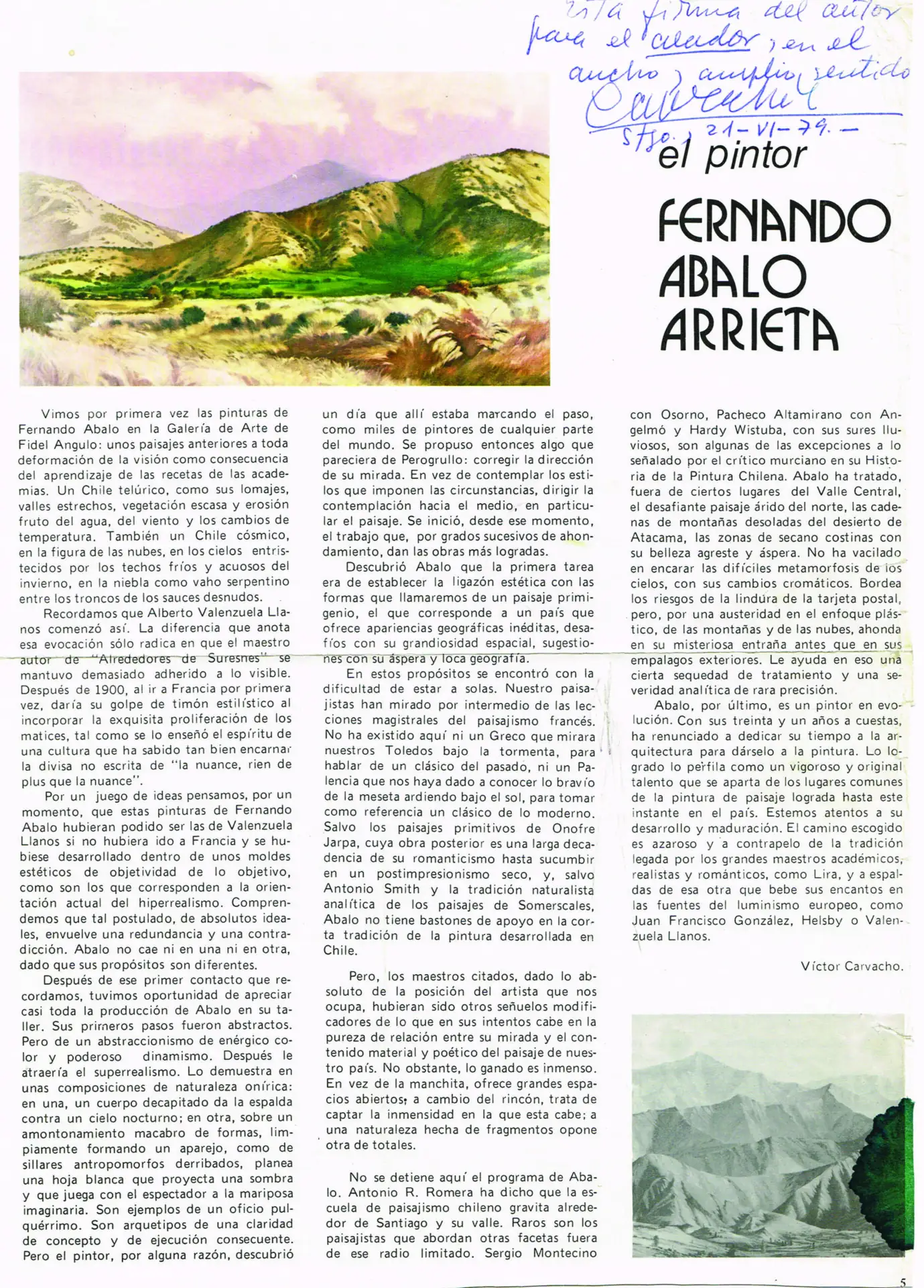Fernando Abalo Arrieta – 1979 Galería Fidel Angulo (Texto: Víctor Carvacho)