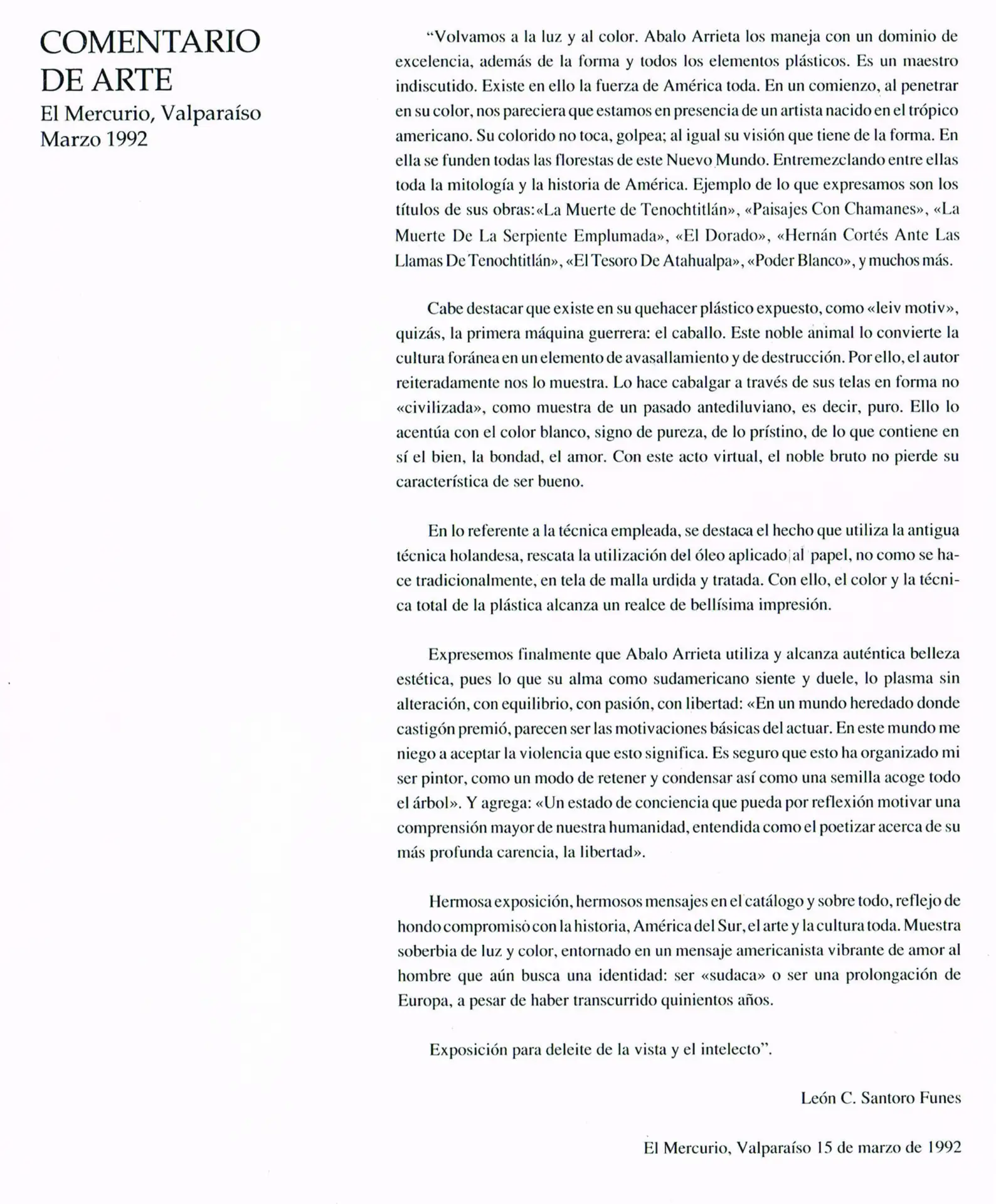 Fernando Abalo Arrieta – 1992 Pinturas, Viña del Mar (Texto: León Santoro)
